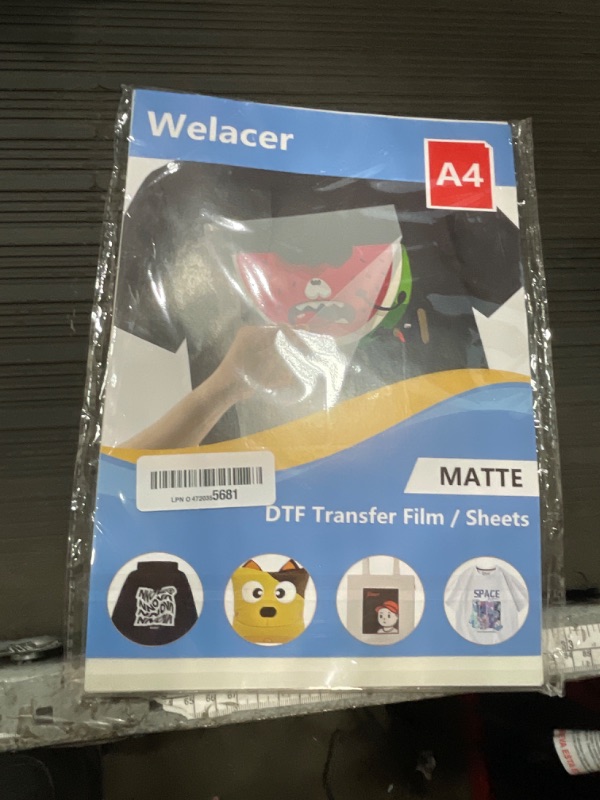 Photo 1 of 100 Sheets DTF Transfer Film Paper A4 Double Sided Thick Clear Pretreat Sheets, PET Heat Transfer Paper for Inkjet Printer DTG Printer Direct Print On T Shirts Textile