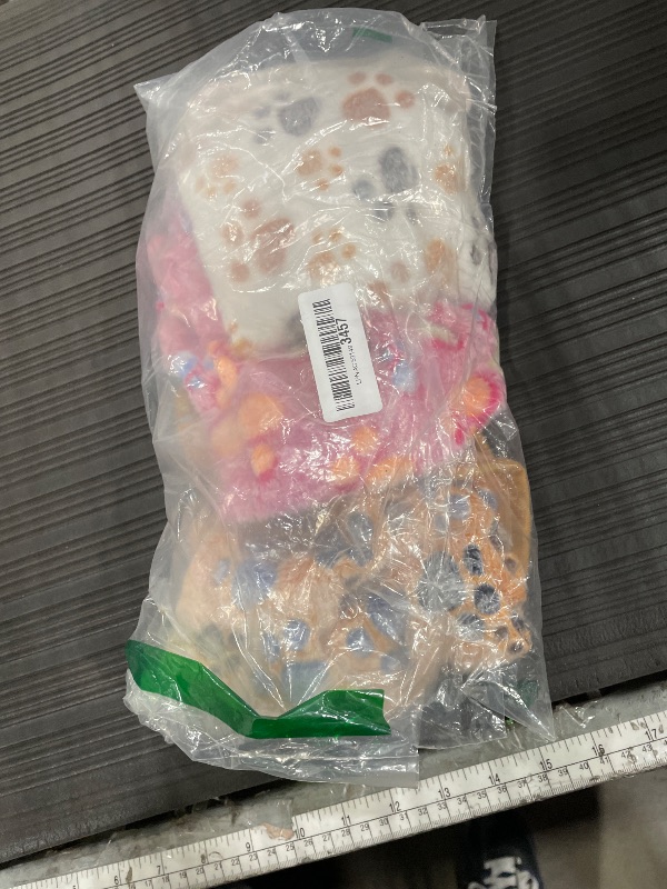 Photo 1 of 1 Pack 3 Blankets Super Soft Fluffy Premium Fleece Pet Blanket Flannel Paw Printed Throw for Dog Puppy Cat (Small 23x16'', Brown, Pink, White)