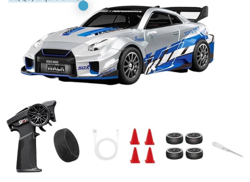 View 1 of 1:43 RC Drift Car for Adults, 2.4G 4WD Full Proportional Mini Remote Control Car with Gyro, 20KM/H High Speed, LED Lighting, Alloy Racing Vehicle for Drifting - D43-02,Q5/Liquid Silver