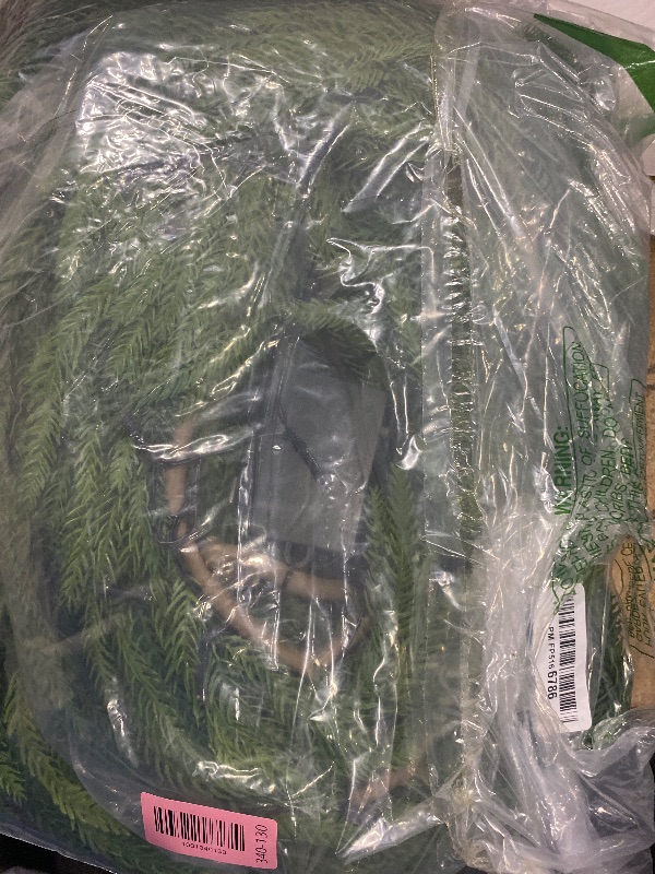 Photo 1 of 2 Pcs Pre- Christmas Garland Decorations,9 FT Faux Led Norfolk Pine Garland Artificial Realistic, Real Touch Greenery Christmas Pine Garland for Mantle Table Front Door Indoor Outdoor Holiday Decor