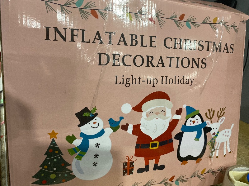 Photo 1 of 12.5FT Christmas Inflatables Archway, Inflatable Santa Claus and Snowman Sitting on Gift Boxes, Christmas Arch Blow Up Yard Decorations and LED Lights Built-in for Party Indoor, Outside, Garden, Lawn