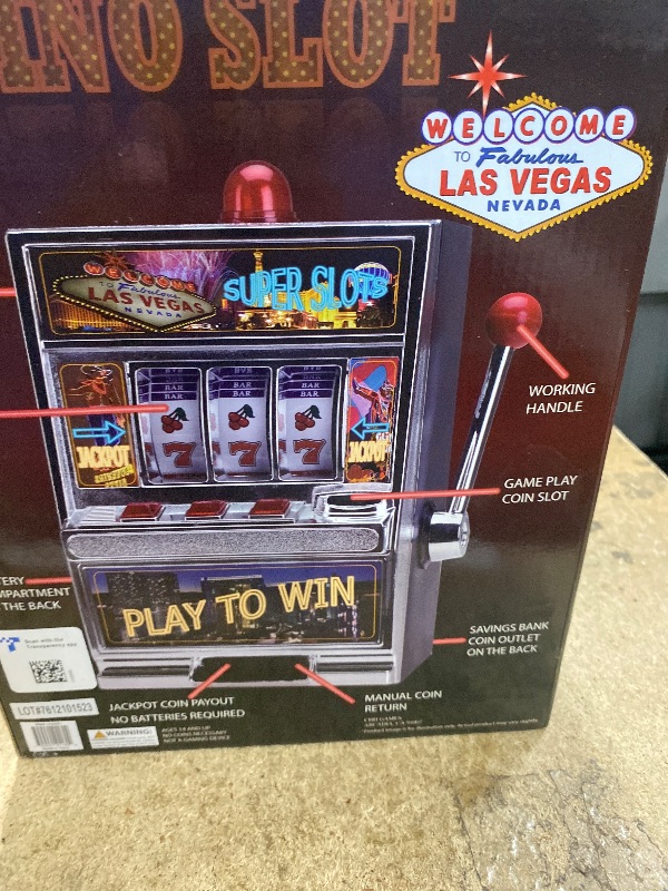 Photo 1 of 12.5" Large Play to Win Slot Machine Figurine - Black & Aluminum