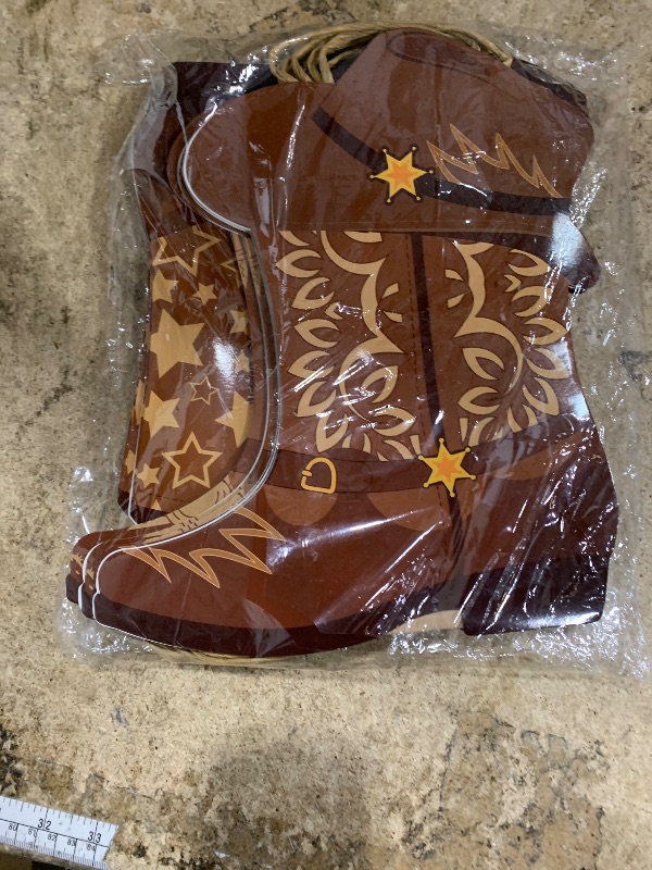 Photo 1 of 12Pcs Cowboy Boots Paper Bags Western Theme Party Decorations Favors Wild West Kraft Gift Bag with Handles Rodeo Cowgirl Boot Hat Goodie Bag for Cowboy Birthday Bachelorette Baby Shower Party Supplies