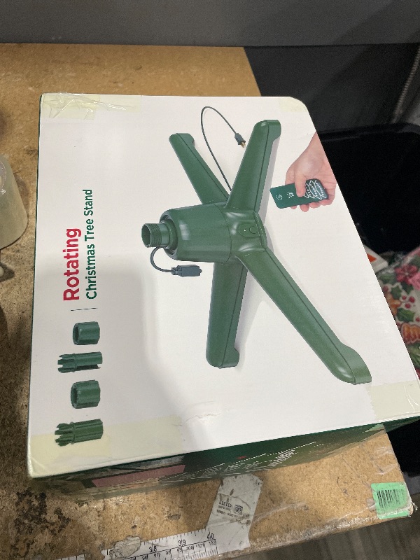 Photo 1 of (2025 Upgrade) Rotating Christmas Tree Stand with Remote Control, Stable 360 Revolving Tree Base Stand, Up to 7.5ft 90lb. Adjustable Christmas Tree Holder for Xmas Tree, Artificial Tree (Green)