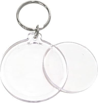 Photo 1 of 10 Easy-to-Use Snap in Photo Keychains Round, Clear Acrylic 7.9cm x 4.5cm for Gifts