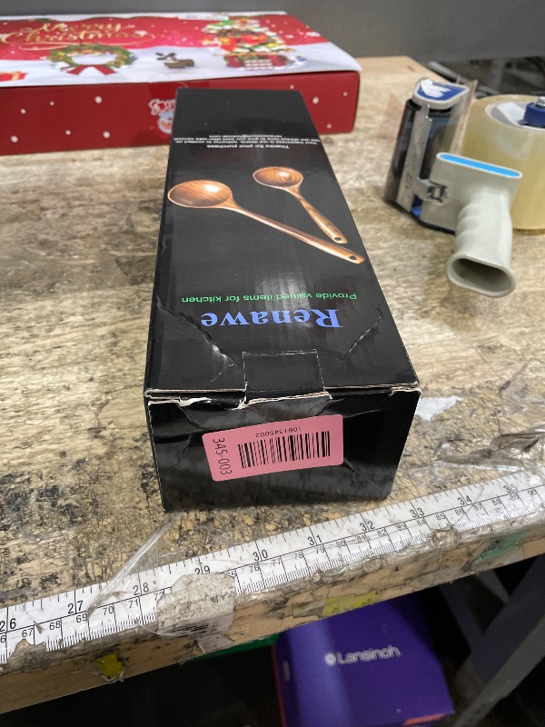 Photo 1 of 2 Pcs Wooden Spoon Ladle for Cooking Spoons Best Non Toxic Kitchen Tools -14 inch Long Kitchen Cooking Utensil & 11 inch Best Wood Spoons Large Deep Ladle Serving Spoons Soup Ladles Set