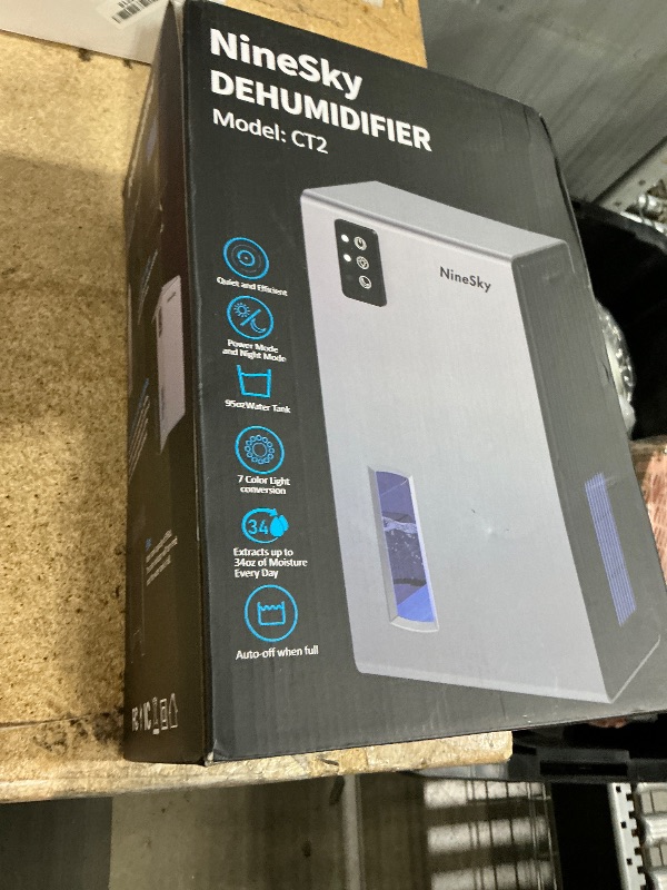 View 2 of ** FOR PARTS ONLY **
NineSky Dehumidifier,98 OZ Dehumidifiers for Home,(1100 sq.ft) Dehumidifiers for Basement Bathroom Bedroom with Auto Shut Off, Switchable 7 Colors Light(Gray)