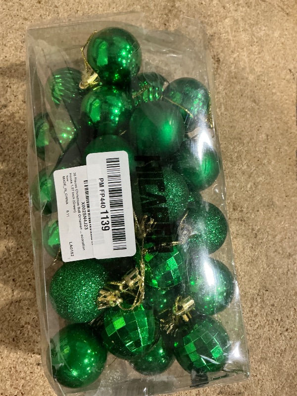 Photo 1 of  Christmas Ball Ornaments Shatterproof Christmas Decorations Tree Balls for Tree Ornaments Holiday Wedding Party Decoration Hooks 1.57 Inch (Green)