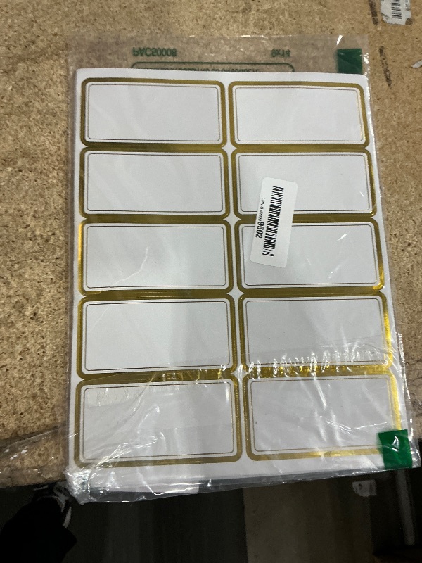 Photo 1 of  Gold Metallic Name Labels, Blank Name Tag Stickers with Permanent Adhesive Writable Stickers with Metallic Gold Border for School Office Home (Letter Size per Sheet, Each Measures 2" x 4")