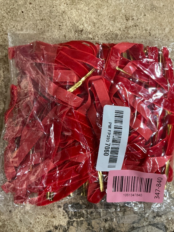 Photo 1 of  Red Velvet Ribbon Bows for Christmas Tree – Clip-On Style, Pre-Tied for Hassle-Free Use | Perfect Xmas Ornaments for Garland, Wreath, Indoor & Outdoor Decor (5 x 7 Inches,3/8'' Width)