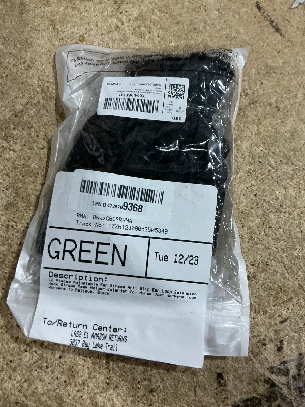 Photo 1 of 12 Pieces Adjustable Ear Straps Anti Slip Ear Loop Extension Hook Straps Mask Holder Extender for Nurse Dust Workers Food Workers to Relieve, Black