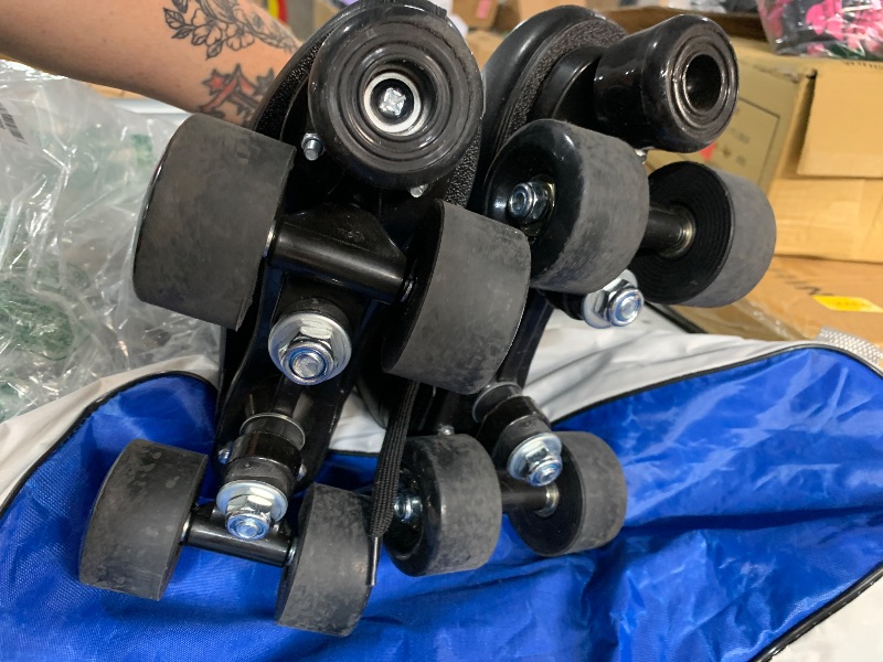 Photo 1 of ***(HEAVILY USED/ MINOR DAMAGE)***Jessie PU Leather Roller Skates - Premium Four-Wheel Skates for Women, Men, Boys & Girls (Black Wheels, Women's 5/Youth 4)