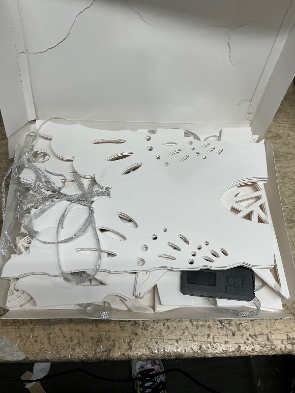 Photo 1 of 10 Pcs Christmas Paper Snowflake Lanterns, Large Christmas Paper Star Lanterns with LED Lights White Hanging Snowflake Lamp Ornaments for Xmas Winter Frozen Weddings Birthday Holiday Party Decorations