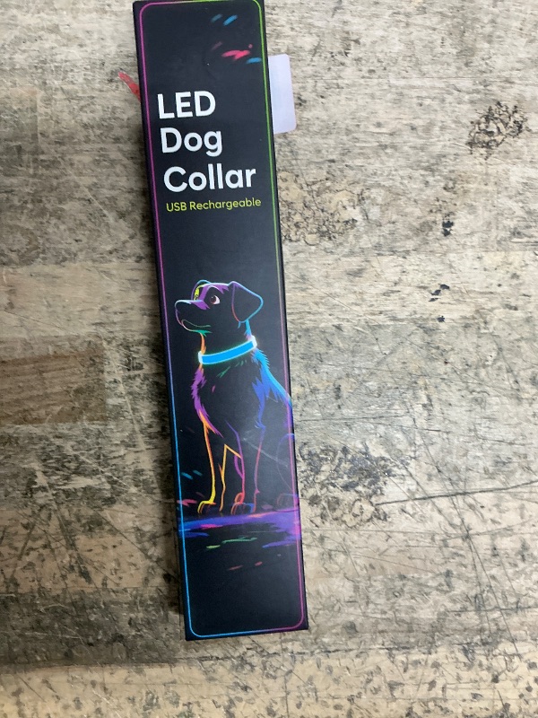 Photo 1 of *BLUE* Dog Collar, Multicolor LED Dog Collar with 7 Lighting Modes - USB-C Rechargeable, Real-Time Battery Indicator, Waterproof & Adjustable Glow Collar for Safe Night Walks (M)