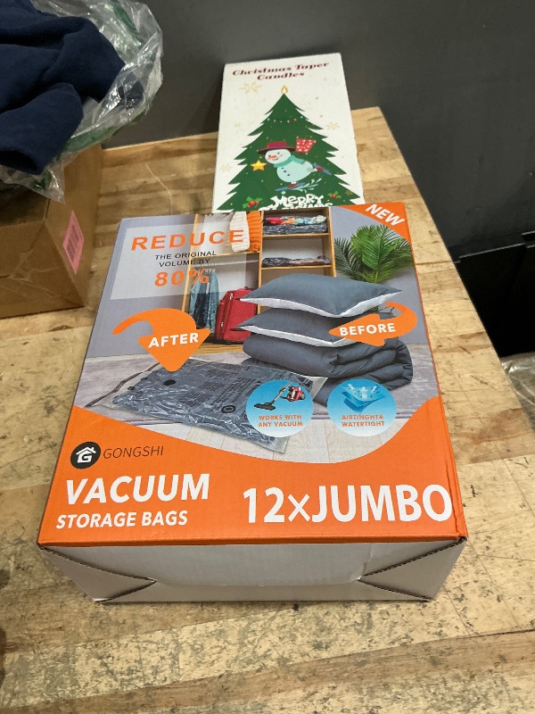 Photo 1 of Vacuum Storage Bags Jumbo (12 x Jumbo),Plastic Packaging Bags,Space Saver Sealer Compression Bags for Blankets, Comforters, Pillows, Bedding,Clothes Storage