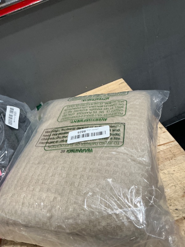 Photo 1 of POLYTE Microfiber Oversize Quick Dry Lint Free Bath Towel, 60 x 30 in, Set of 2 (Beige, Waffle Weave)