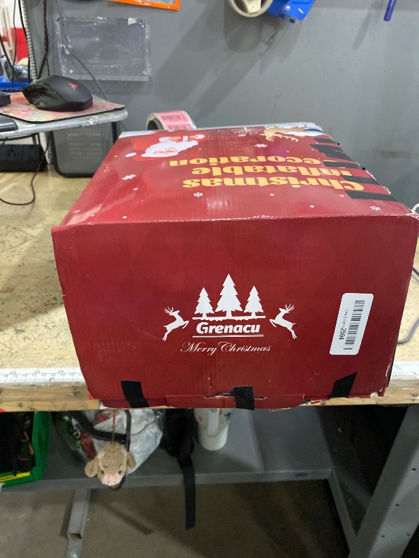 Photo 1 of 12FT Christmas Outdoor Inflatables - Giant Inflatable Hot Air Balloon Santa with Built-in Colorful Rotating LED Lights Christmas Blow Up Yard Decorations for Garden Lawn Party Xmas Decor