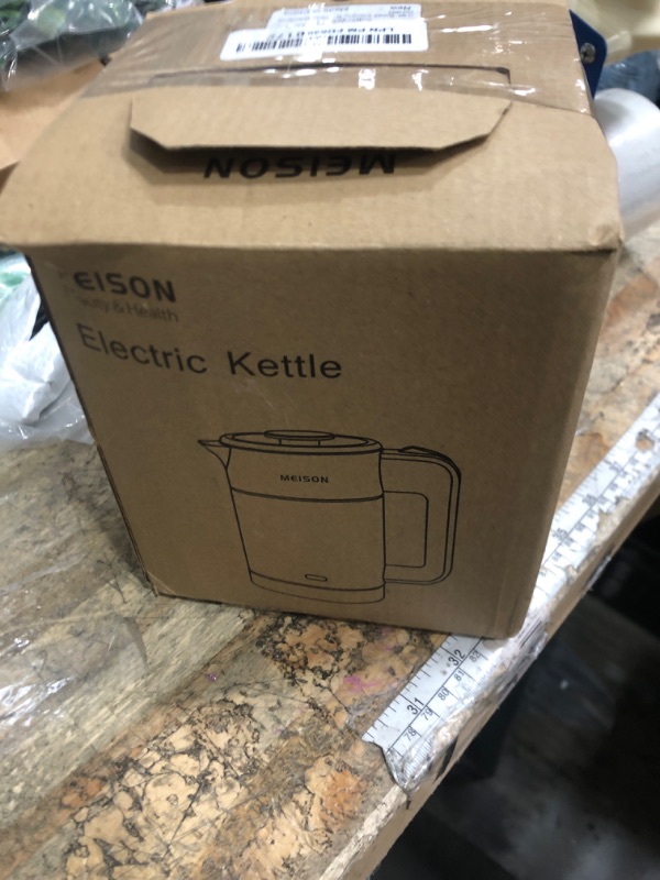 Photo 1 of 0.6L Small Electric Kettles Stainless Steel, Travel Mini Hot Water Boiler Heater, Double Wall Cool Touch Portable Teapot, Auto Shut-Off & Boil-Dry Protection, 120V/800W, 2 Year Warranty (white)