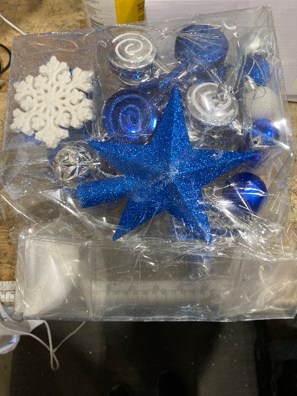 Photo 1 of 130 Pcs Christmas Ball Ornaments, Christmas Tree Decoration Set Red Christmas Ball Shatterproof Hanging Ornament Decorations for Christmas Tree, Wreaths, and Outdoor Displays(Blue)