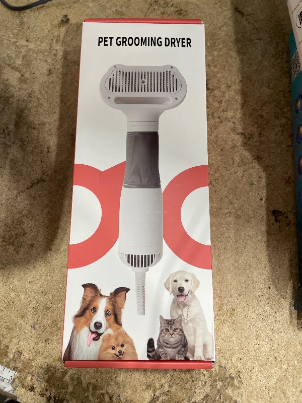 View 2 of 3-in-1 Dog Hair Dryer with Slicker Brush for Small and Medium-Sized Dogs and Cats Pet Hair Dryer Dog Blow Dryer Portable Overheat Protection Adjustable Temperature