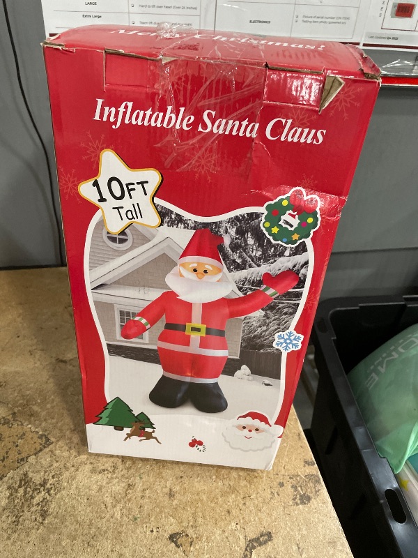 Photo 1 of 10 FT Christmas Inflatable Santa Claus Outdoor Decoration, Huge Xmas Classic Santa Blow up Santa with Built-in LED Light, Giant Holiday Party Decor for Yard Garden Hall Plaza Mall, Instant Inflate