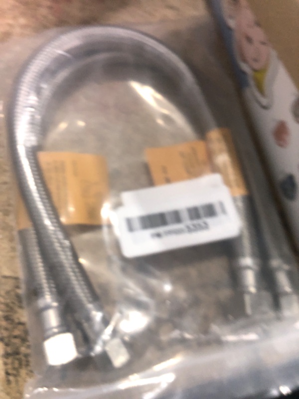 Photo 1 of [2-Pack] PROCURU 16-Inch (1.3Ft) x 3/8" Comp x 1/2" FIP Faucet Hose Connector, Stainless Steel Braided Supply Line, Certified Safe (9SF16-2P)