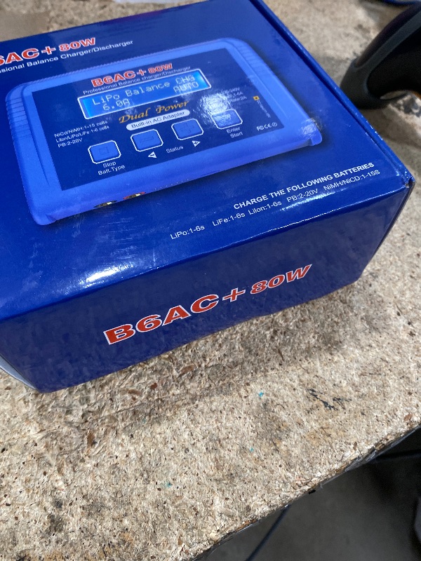 Photo 1 of ***MISSING PARTS***
LiPo Battery Charger RC Balance Fast Battery Charger Discharger 80W 6A Smart Digital Battery Pack Charger for 1S-6S LiPo Life Li-ion 1-15S NiCD NiMH PB Smart Battery Batteries for RC Car (Blue)