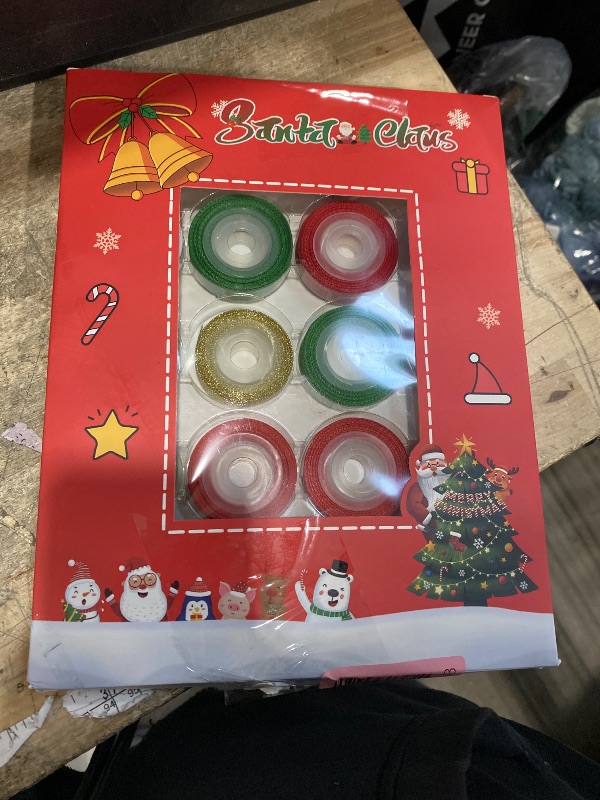 Photo 1 of 20 Rolls 100 Yards Christmas Ribbon for Gift Wrapping, 3/8 Inch Printed Christmas Grosgrain Ribbon, Christmas Ribbon for Gift Wrapping Crafts DIY Holiday Xmas Decorations