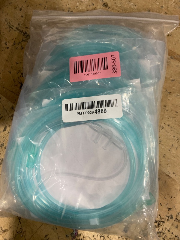 Photo 1 of 10 Pack High-Flow Ultra Soft Nasal Oxygen Cannula, Green Tubing and Each Individual Packing with Standard Connection 7 Ft