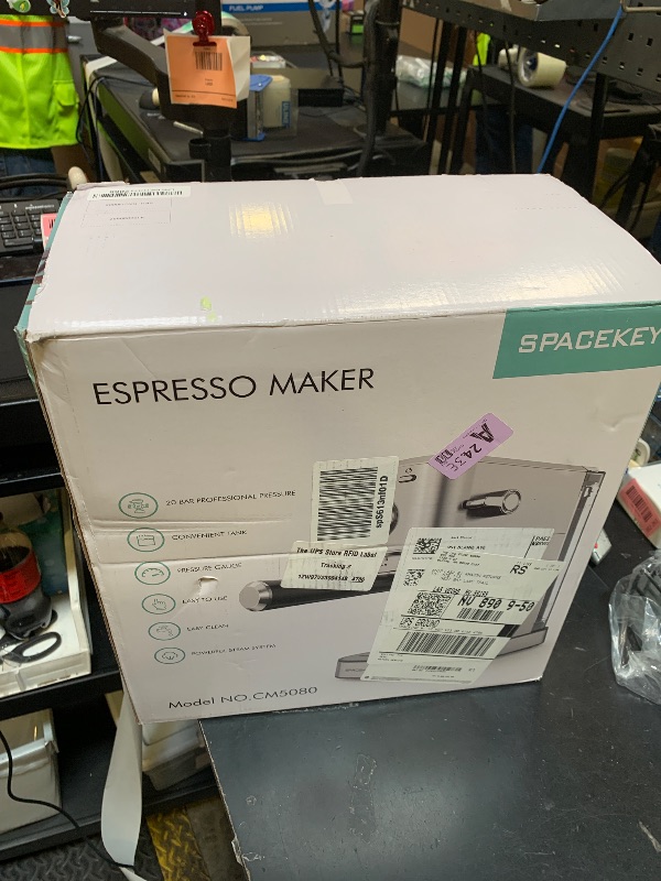 Photo 1 of Spacekey Espresso Machine 20 Bar, 1350W Expresso Coffee Machines with Milk Frother, Compact Stainless Steel Espresso Maker with 39oz Removable Water Tank for Cappuccino, Latte, Americano, Silver