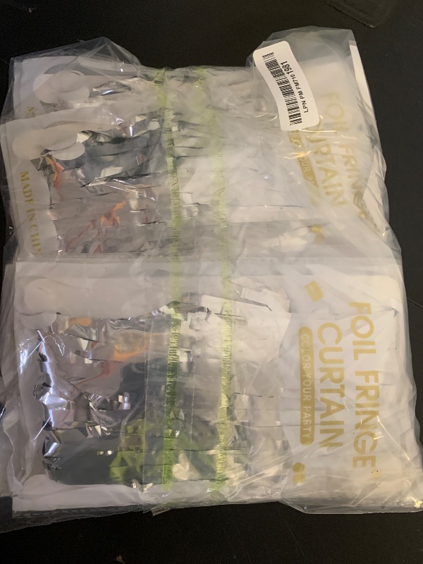 Photo 1 of 10 Pack Silver Backdrop Curtain 3.2ft x 8.2ft Metallic Tinsel Foil Fringe Curtains Photo Booth Background for Birthday Party Decoration Baby Shower Engagement Wedding Christmas Decoration (Silver)