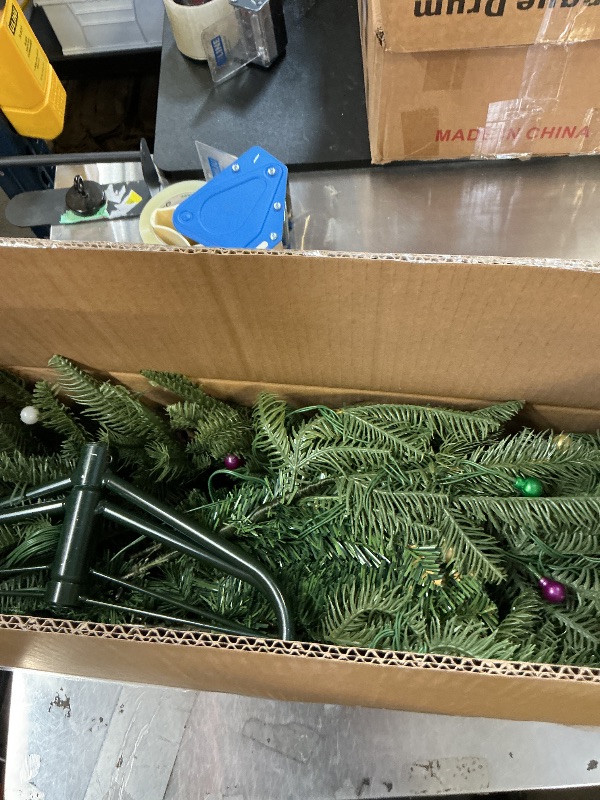 Photo 1 of Christmas Tree Pre-Lit, Premium Artificial Christmas Tree with Lights, Decorated Xmas Tree with Tripod Stands for Indoor Home Office Party Holiday Decoration, ETL Listed