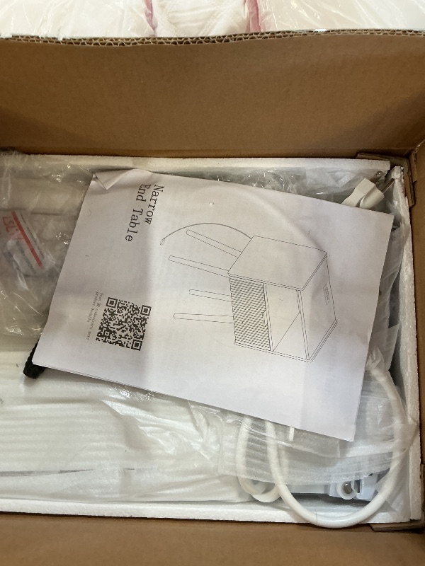 Photo 1 of JOONEE White Nightstand with Outlet,Modern Bedside Table with Storage Drawer and Open Wood Shelf, for Living Room, Bedroom and Small Spaces, Accent Night Stand with Solid Wood Legs, Easy Assembly