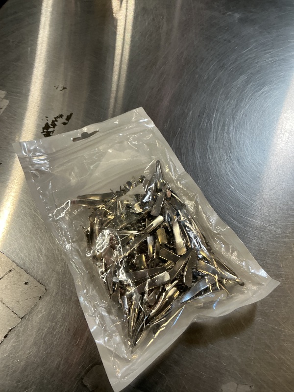 Photo 1 of 100 Pcs Alligator Hair Clips, Silver Metal Alligator Hair Pins Small Crocodile Clip for Hairs Accessories Crafts Accessory DIY Supplies