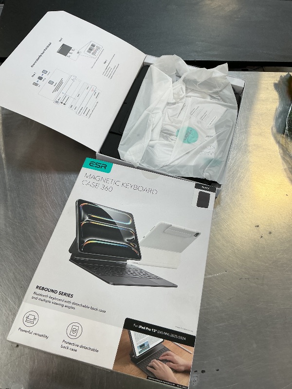 Photo 1 of ESR iPad Pro 13 Inch Case with Keyboard (M5/M4, 2025/2024), iPad Pro 13 Keyboard Case with Easy-Set Magnetic Stand, Portrait/Raised Modes for iPad Pro 13, Removable, Rebound 360 Series, Black