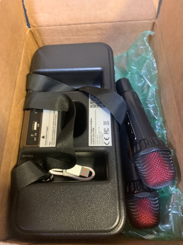 Photo 1 of Portable Karaokee Machine 2 Microphones, Outdoor Bluetooth Speaker Karaoke Machine, Karaoke Microphone Machines Kid Adult Wireless PA TF USB Sound Effect Light Outdoor/Indoor Home Party, Black