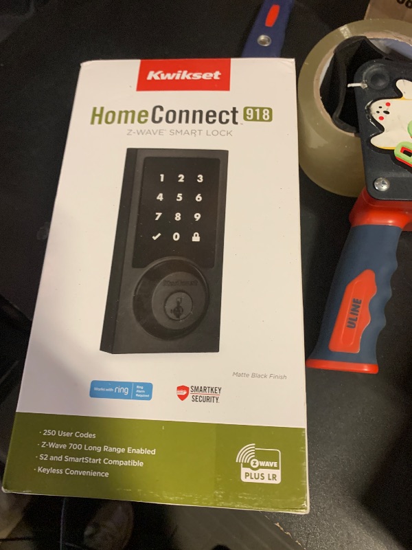 Photo 1 of Kwikset HomeConnect 918 Contemporary Z-Wave Long Range Enabled Touchscreen Lock Works with Ring Alarm, Samsung SmartThings Hub Required, Sold Separately in Matte Black