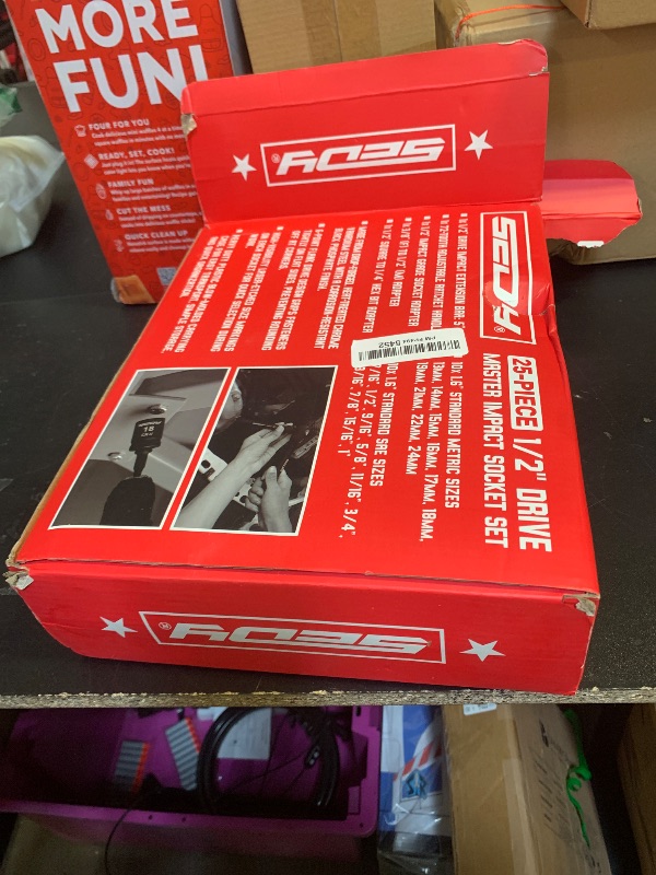 Photo 1 of 1/2" Drive Socket Wrench Set: 25-Piece SAE & Metric Impact Socket Ratchet Wrench Tool Set Socket Assortment with Storage Box for Repair Mechanic Garage