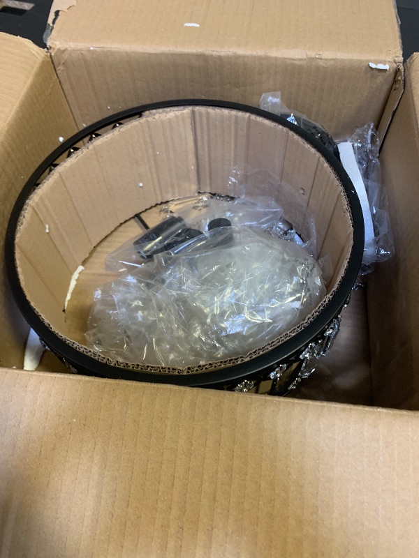 Photo 1 of Pevfah Crystal Black Ceiling Light, Modern Semi Flush Mount Ceiling Lighting Fixture, Round Hallway Lighting Fixtures Chandelier for Kitchen Entryway Bedroom Dining Room, 3-Light, 12.2 Inch