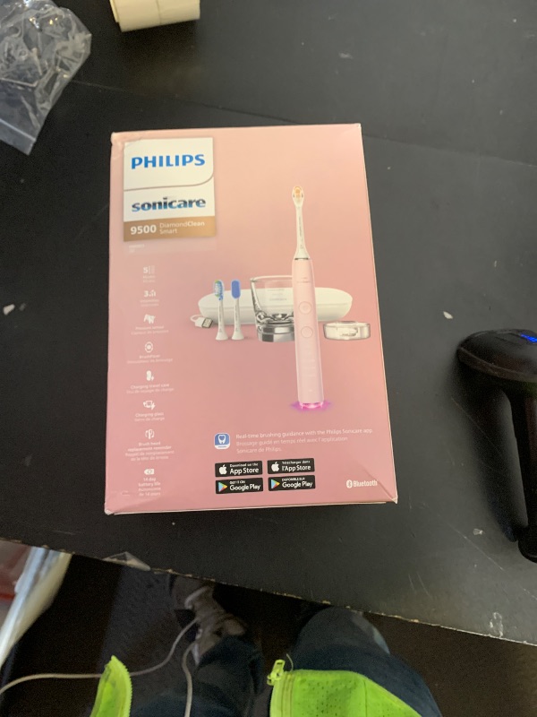 Photo 1 of Philips Sonicare DiamondClean Smart 9500 Electric Toothbrush, Sonic Toothbrush with App, Pressure Sensor, Brush Head Detection, 5 Brushing Modes and 3 Intensity Levels, Pink, Model HX9923/21