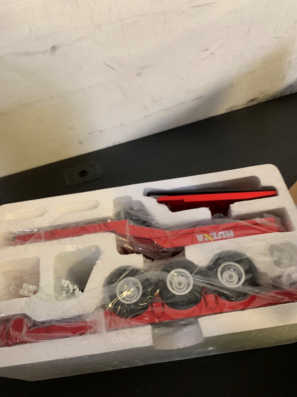 Photo 1 of wheelfun US in Stock, Plastic Semi Trailer Flatbed 1502 for 1/18 Remote Control Tractor Truck Huina 1501 Electronic Support Legs Tail Board Hobby Grade Model for Birthday Gift(Red)