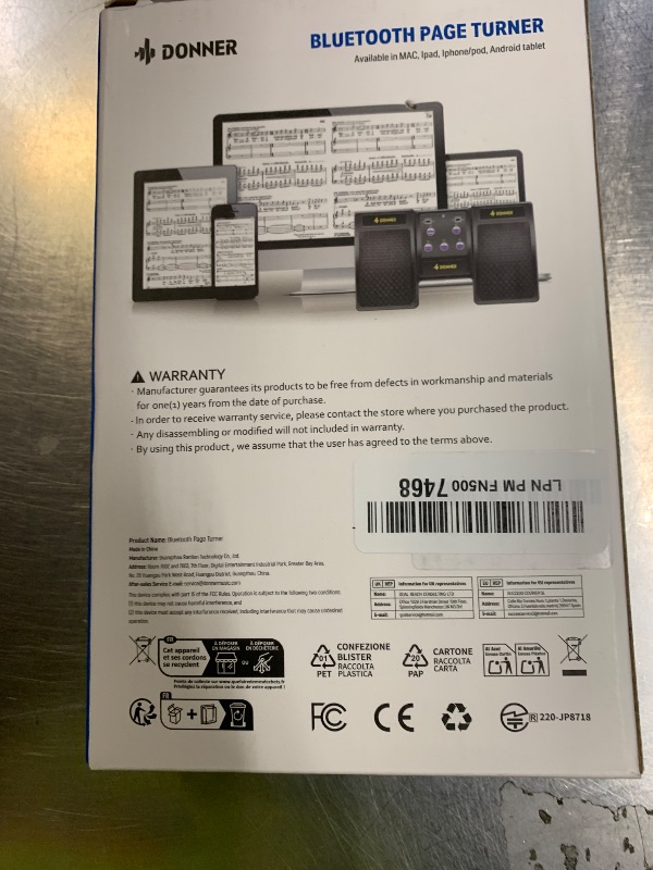 Photo 1 of Donner Wireless Bluetooth Page Turner Pedal for iPad Tablets Phone Foot Pedal Rechargeable,Black