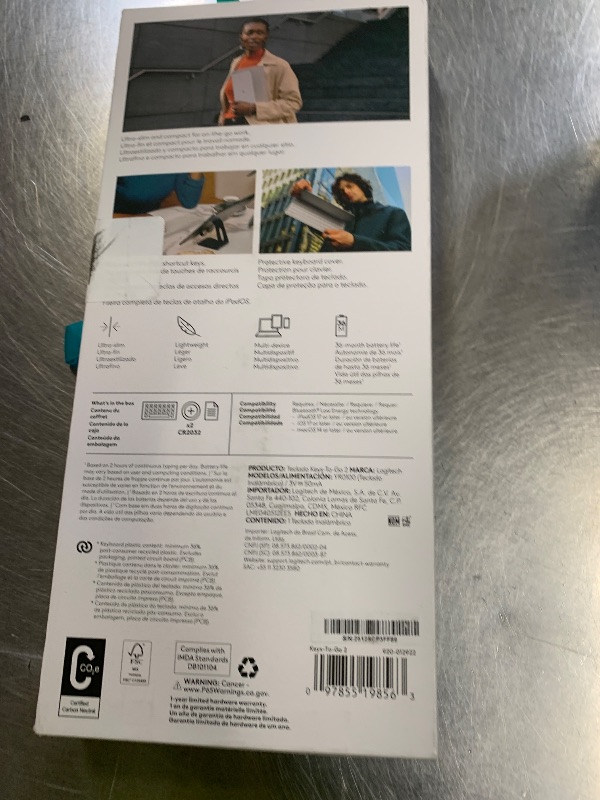 Photo 1 of Logitech Keys-to-GO 2 Portable Wireless iPad Keyboard with Built-in Cover, Slim and Compact Bluetooth Keyboard for iPad, iPhone, Mac, and Apple TV, Easily Switch with Devices - Pale Grey