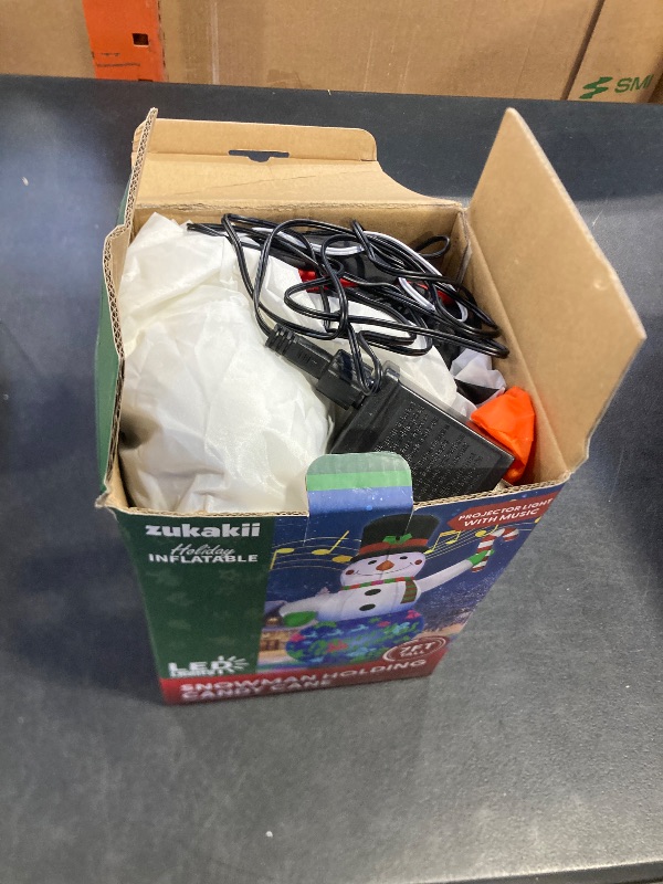 Photo 1 of 7Ft Christmas Inflatables Snowman Built-in Music Box & Rotating Colorful LED Lights, Christmas Inflatable Decoration Outdoor Blow Up Yard Decoration Snow Man for Holiday Party Xmas New Year