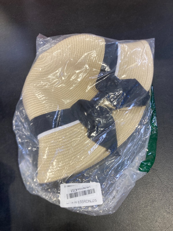 Photo 1 of Comhats XL Sun Hat for Extra Large Head Womens Floppy Summer Beach Straw Wide Brim SPF 50 Foldable Pure Beige