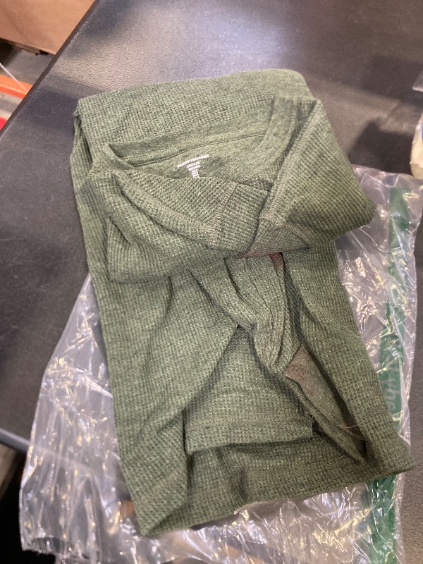 Photo 1 of Amazon Essentials Henley Long Sleeve Shirts for Men, Regular-Fit Waffle, Olive Heather, Small