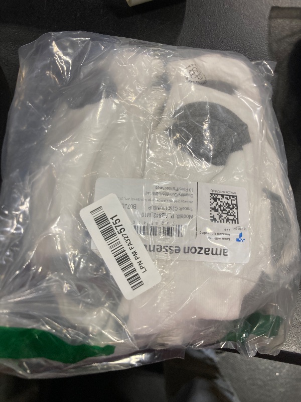 Photo 1 of Amazon Essentials Unisex Kids' Cotton Crew Socks, 10 Pairs, White/Grey, Large