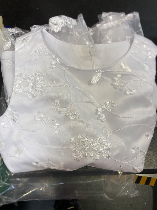 Photo 1 of A line Wedding Pageant Lace Flower Girl Dress with Belt (Size 10, White)