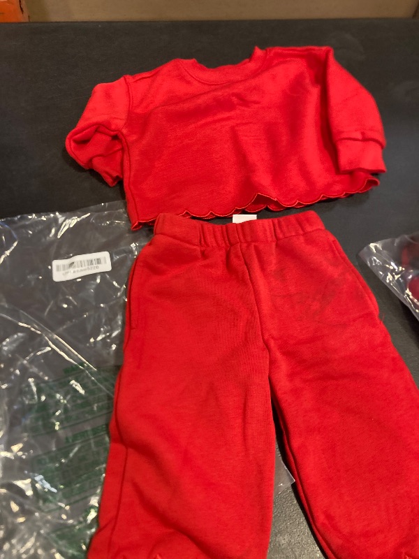 Photo 1 of Amazon Essentials x Sofia Grainge Baby Girls' French Terry Pant and Top Set, Red, 12 Months