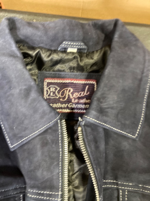 Photo 1 of  real leather leather zip up jacket size medium 